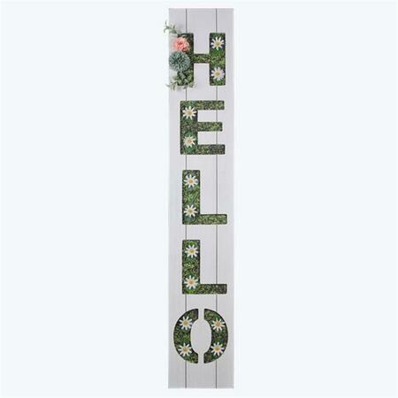 YOUNGS Wood Artificial Plant Hello Door Leaner & Wall Sign 72193